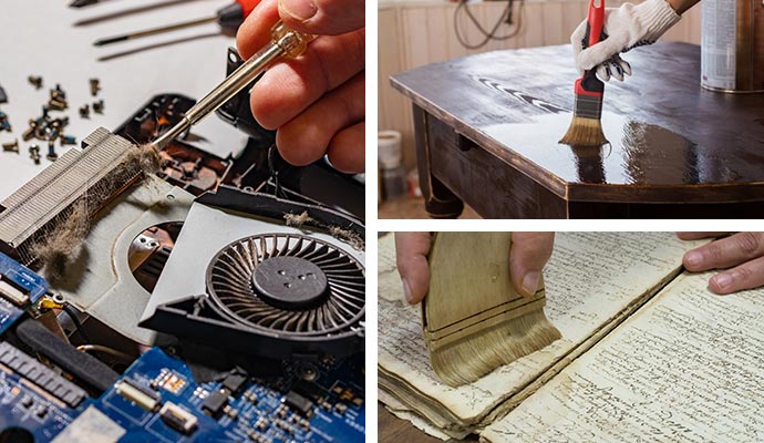 Collage of restoring Electronics, furniture and Documents