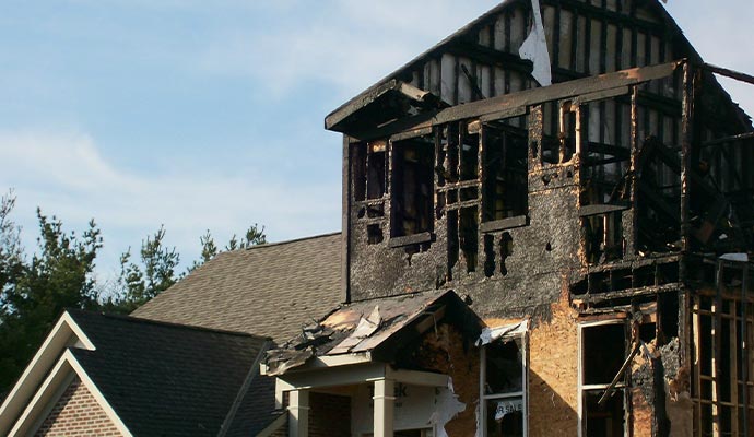 Fire damaged house