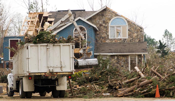 storm damage cleanup with truck