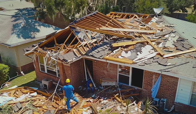 Restoring hurricane damaged house