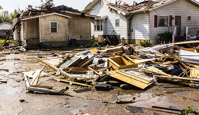 Storm damage area