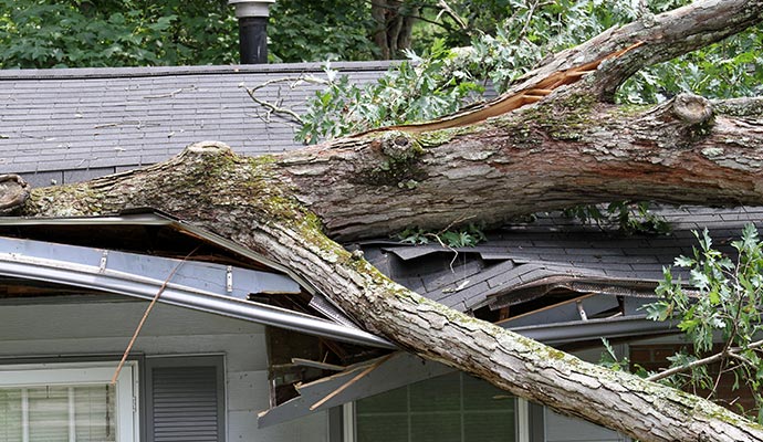 storm damaged house